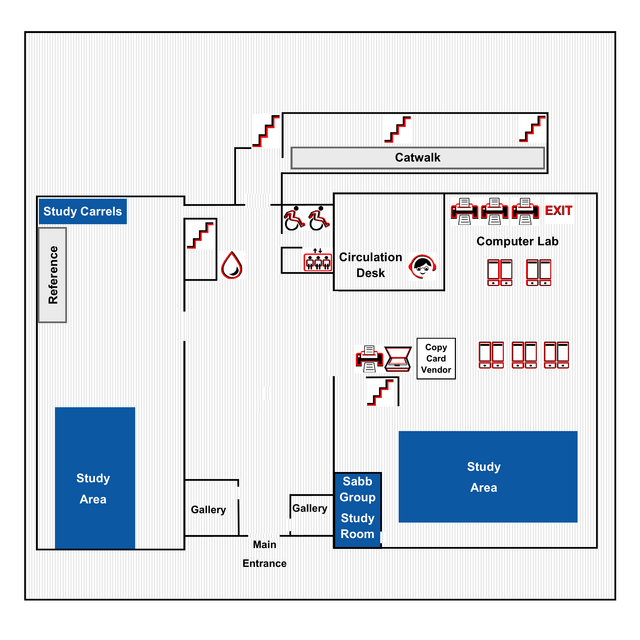 Map of the Douglass library main floor