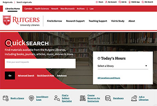 Screenshot of the top of the new Libraries homepage