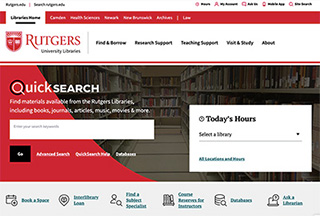 Screenshot of the top of the new Libraries homepage Screenshot of the top of the new Libraries homepage