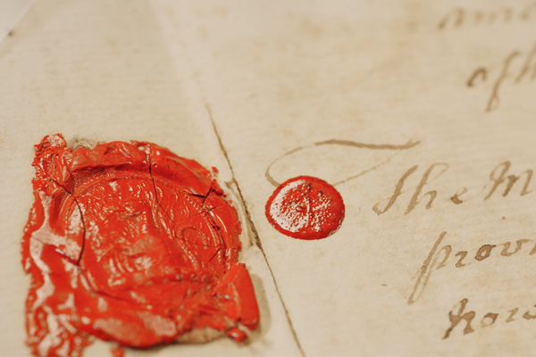 Wax stamp on a document