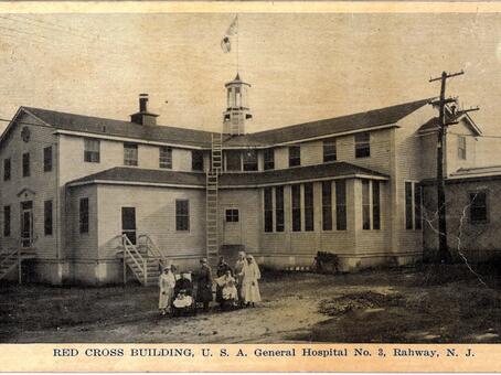 Postcard showing the Red Cross building, Rahway, NJ