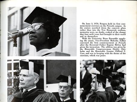 Shirley Chisholm giving the first Rutgers Newark commencement address, June 1970 