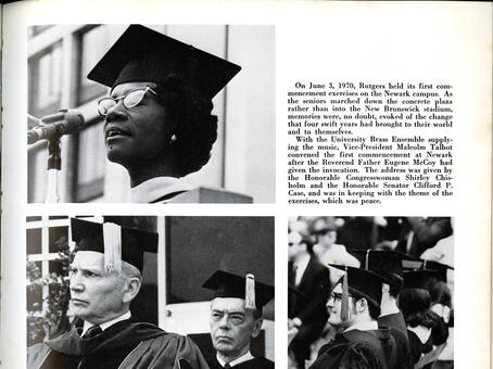 Shirley Chisholm giving the first Rutgers Newark commencement address, June 1970