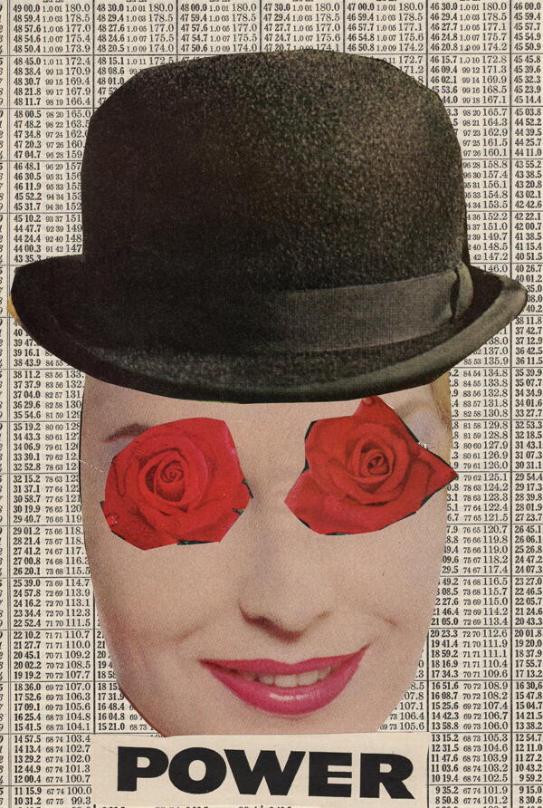 Image text: From "Women of the Resistance" bySusan Happersett, 2017-2021 (1460 collages and video)