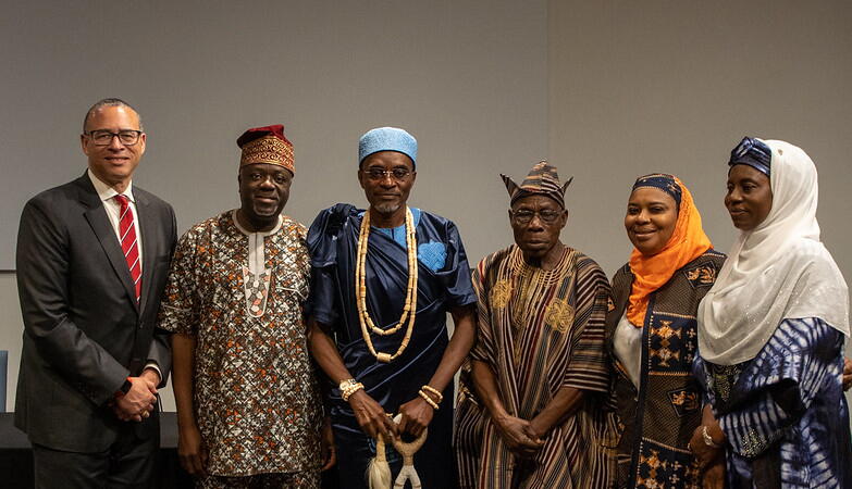 Rutgers President Jonathan Holloway with Nigerian delegation.