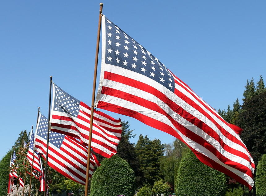 United States flags.