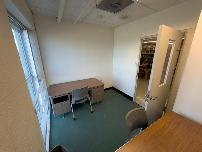 Interior view of desks in Alexander room 310