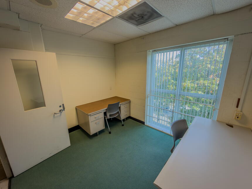 Interior view of desks in Alexander room 320