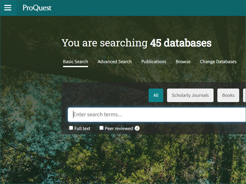 Screenshot from Proquest search interface