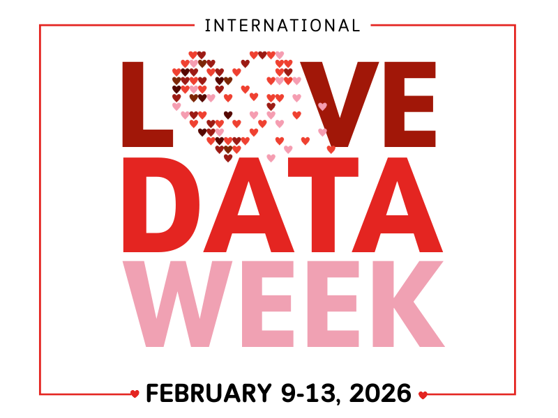Textual graphic displaying International Love Data week February 9-February 13, 2026