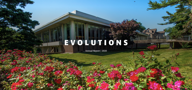 Cover of the Rutgers Libraries 2020 annual report showing Douglass Library