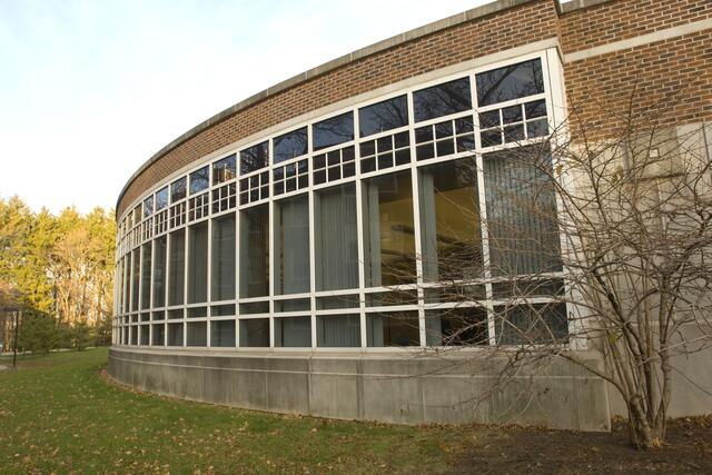 Exterior of Chang Library showing windows