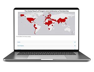 Laptop featuring a world map with specific regions indicated in red