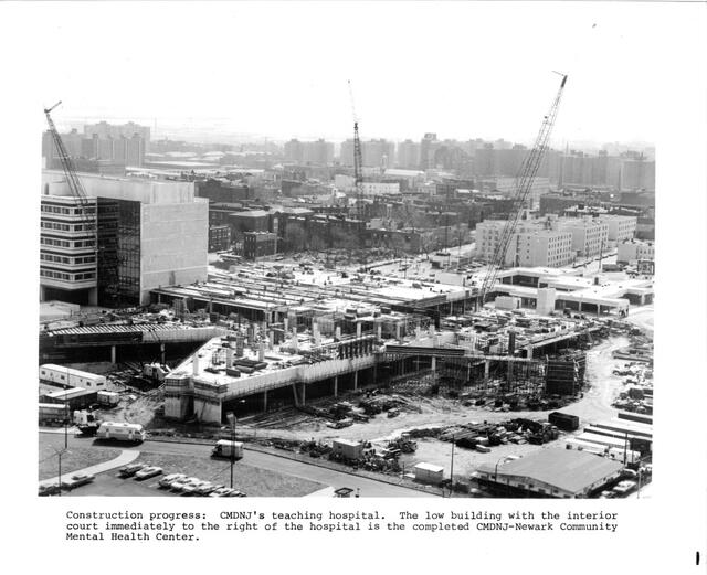 Newark health sciences Campus College Hospital construction looking southeast