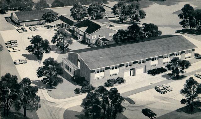 Postcard with illustration of Kessler Center from above