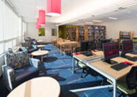 Interior of the Carey Library at the School of Management and Labor Relations