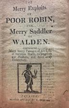 Title page from the chapbook The Merry Exploits of Poor Robin, the Merry Saddler of Walden