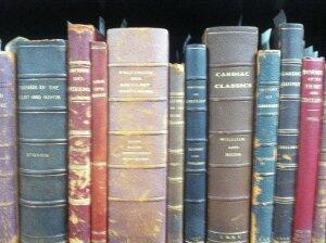 Book spines from items in the Aaron E. Parsonnet Cardiology Collection