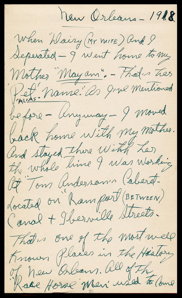 Page of a letter from Louis Armstrong written from New Orleans in 1918