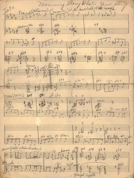 Manuscript score of Morning Glory by Mary Lou Williams