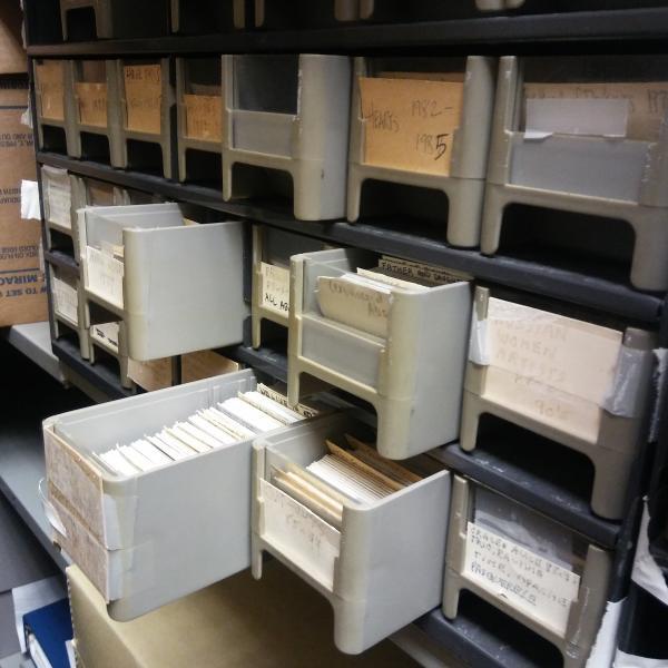 Photo of collections drawers at the New Jersey Slide Registry