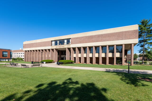 Exterior of the Library of Science and Medicine on Busch campus of the New Brunswick Libraries division