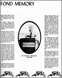 Dr. Edward J. Bloustein memorialized in the 1990 Rutgers-Camden yearbook