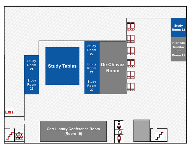 Map of the lower level of the Carr Library on Livingston campus