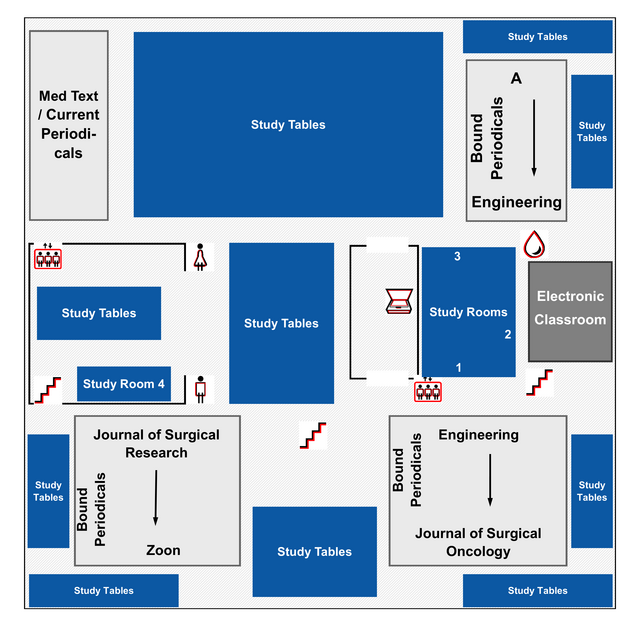 Map of the third floor of the Library of Science & Medicine on Busch campus