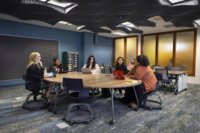 A group in one of the modular areas in the Hatchery