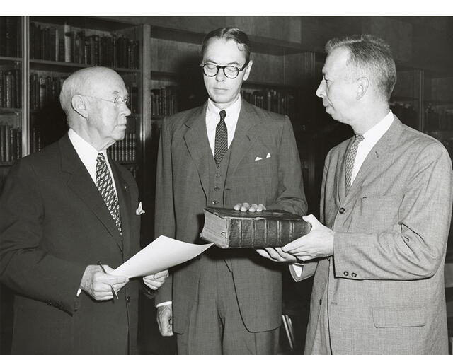 Reappointment of Archibald S. Alexander (middle) to the Rutgers Board of Governors, 1961.
