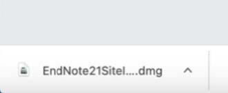 Chrome download tab showing the EndNote21 installer for Mac