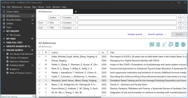 A Sample EndNote 2025 Library for Windows