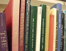 Close up image of books on a book shelf