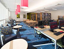 Interior of the Carey Library at the School of Management and Labor Relations