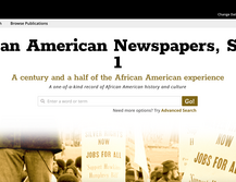 Screenshot of the homepage of the African American Newspapers, Series 1 database