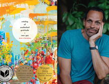 Catalog of Unabashed Gratitude book cover and its author, Ross Gay