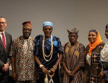 Rutgers President Jonathan Holloway with Nigerian delegation.